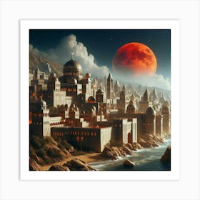 City Under The Moon Art Print