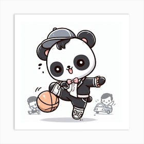 Panda Playing Basketball Art Print