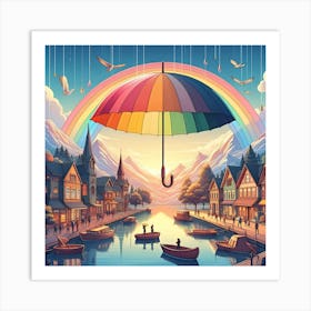 Rainbow Umbrella Art Print