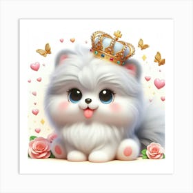 Cute Dog With Crown Art Print