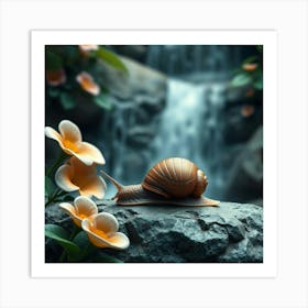 Snail On A Rock Art Print