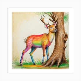 Rainbow Deer 4 Art Print