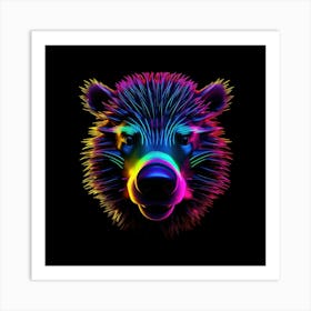 Neon Bear Head 3 Art Print