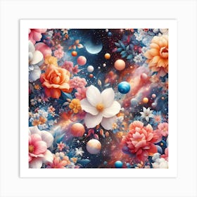 Floral Space Background Art Print