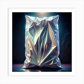 Abstract Silver Fabric Draped Over A Light Art Print