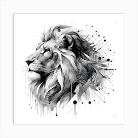 Lion Head - Abstract Line Art Illustration 140 Art Print