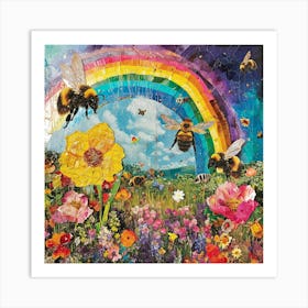 Kitsch Bee Collage 1 Art Print