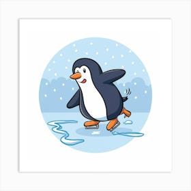 Penguin Ice Skating 3 Art Print