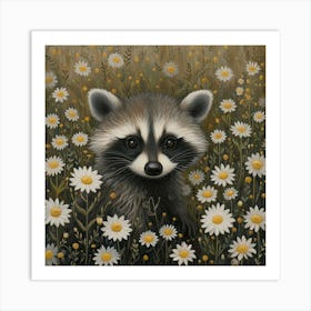 Baby Raccoon Fairycore Painting 1 Art Print