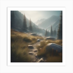 Rocky Path In The Mountains Art Print