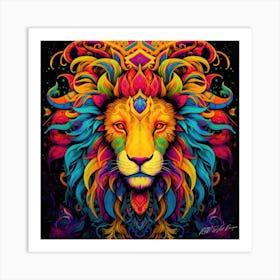 King Of The Jungle - Psychedelic Lion Art Print