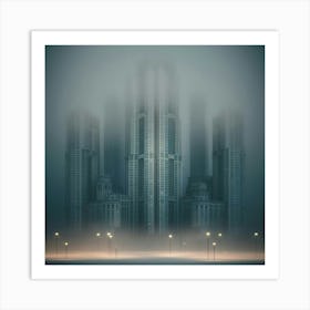 Cityscape In The Fog 1 Art Print