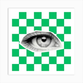 Checkerboard Eye Green  Art Print