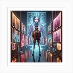 Woman In A Futuristic Setting Art Print