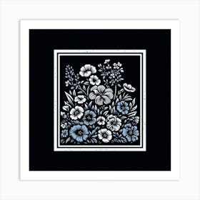 Blue And White Flowers Art Print