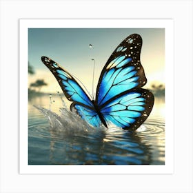 Butterfly In Water 2 Art Print