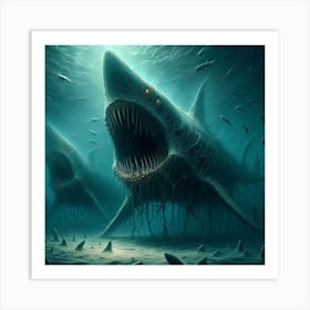 Monster Sharks Art Print