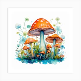 Mushrooms And Flowers 62 Art Print