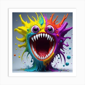 Leonardo Diffusion A 3d Hd Rainbow Splash Art Monster Face Bi 0 (1) Art Print