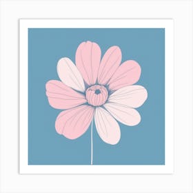 A White And Pink Flower In Minimalist Style Square Composition 506 Art Print