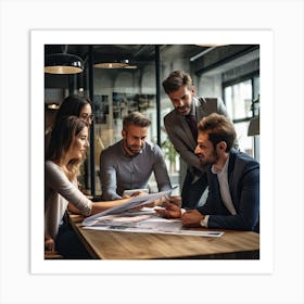 Group Of Business People Working Together Art Print