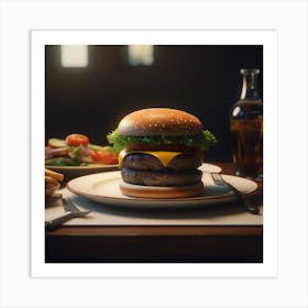 Hamburger On A Plate 91 Art Print