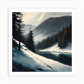 A Scottish Winter Landscape, A Cold Chill Art Print