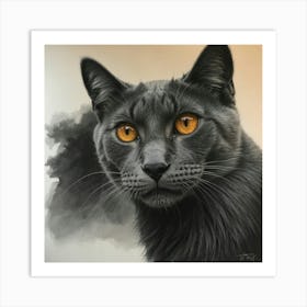 Grey Cat With Yellow Eyes Art Print