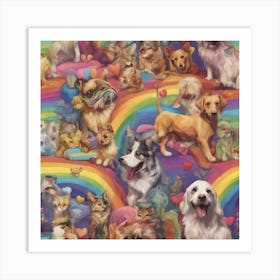 Rainbow Dogs Rainbow Love Pets ( Bohemian Design ) 1 Art Print