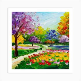 a flower garden in spring 5 Art Print