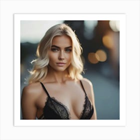 beautiful blonde girl in lingerie 2 Art Print