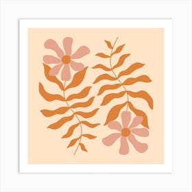 Boho Abstract Flowers  Art Print