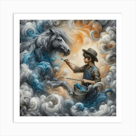 Boy And A Horse Art Print