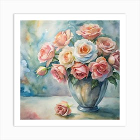 Roses In A Vase 4 Art Print