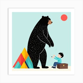 Bear And A Boy Art Print