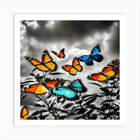 Colorful Butterflies In The Sky 3 Art Print