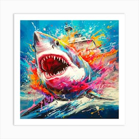 Shark Splatter Art Print