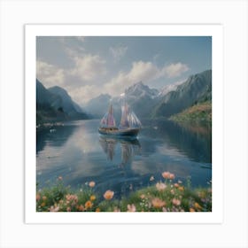 Sailboat In A Lake 1 Art Print