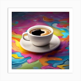 Coffee Cup On A Colorful Background Art Print