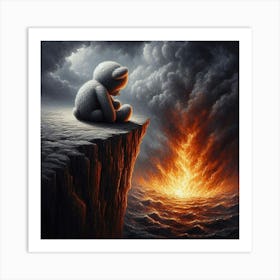 Teddy Bear On Cliff 2 Art Print