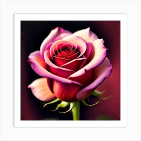 Pink Rose Wallpaper Art Print