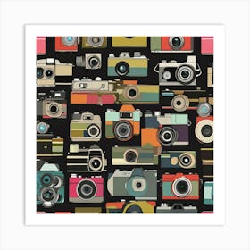 Vintage Camera Pattern Art Print