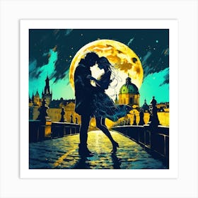 Couple In The Moonlight 1 Art Print