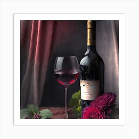 Red Wine And Roses Art Print