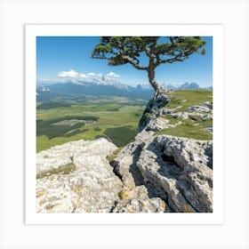 Lone Tree On A Cliff Art Print