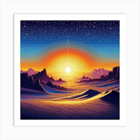 Sunset In The Desert,A New Dawn on Tatooine: A Mosaic of Hope Against the Sand Dunes 2 Art Print