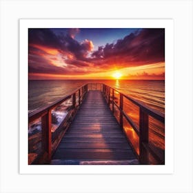 Sunset On The Pier Art Print