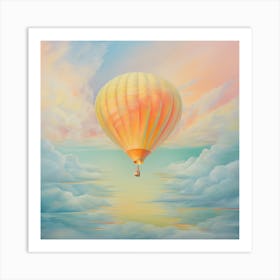 Hot Air Baloon In The Clouds Art Print