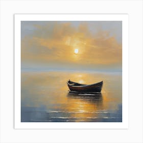 An Impressionist Seascape At Sunrise Art Print