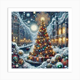 Christmas in the Style of Collage Art Print